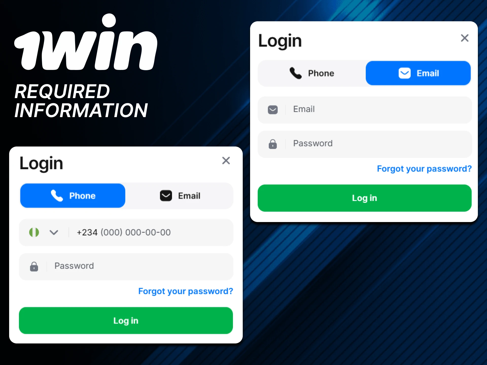 To log into your 1win account, you need minimal information.