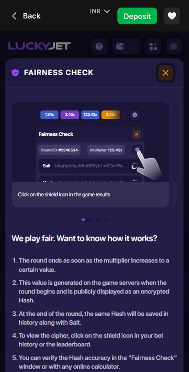 Play Provably Fair Lucky Jet at official 1win.