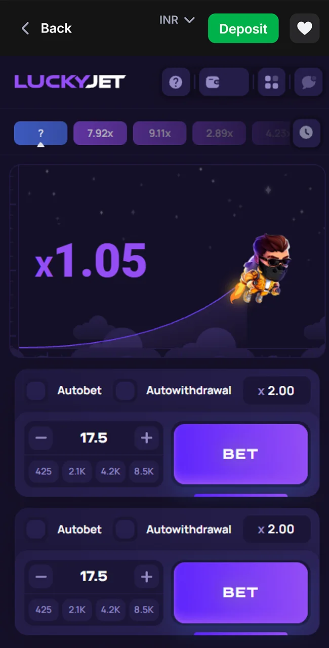 Play the official 1win Lucky Jet game now.