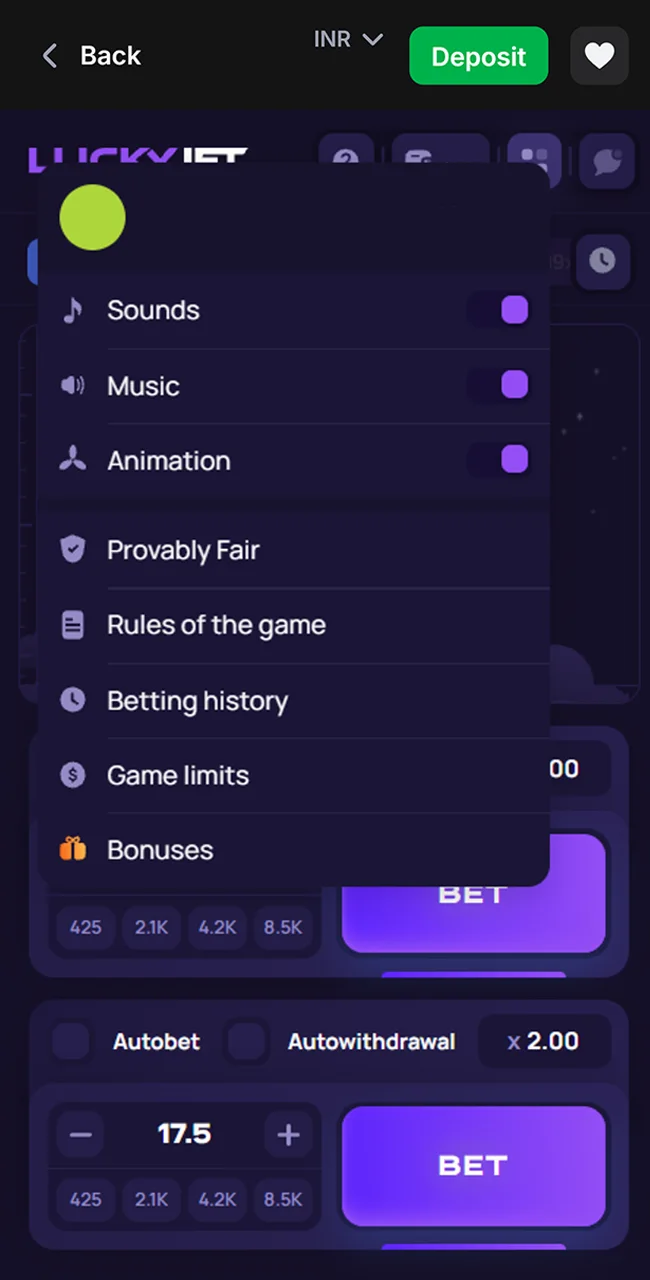 Access all features through the official 1win menu.