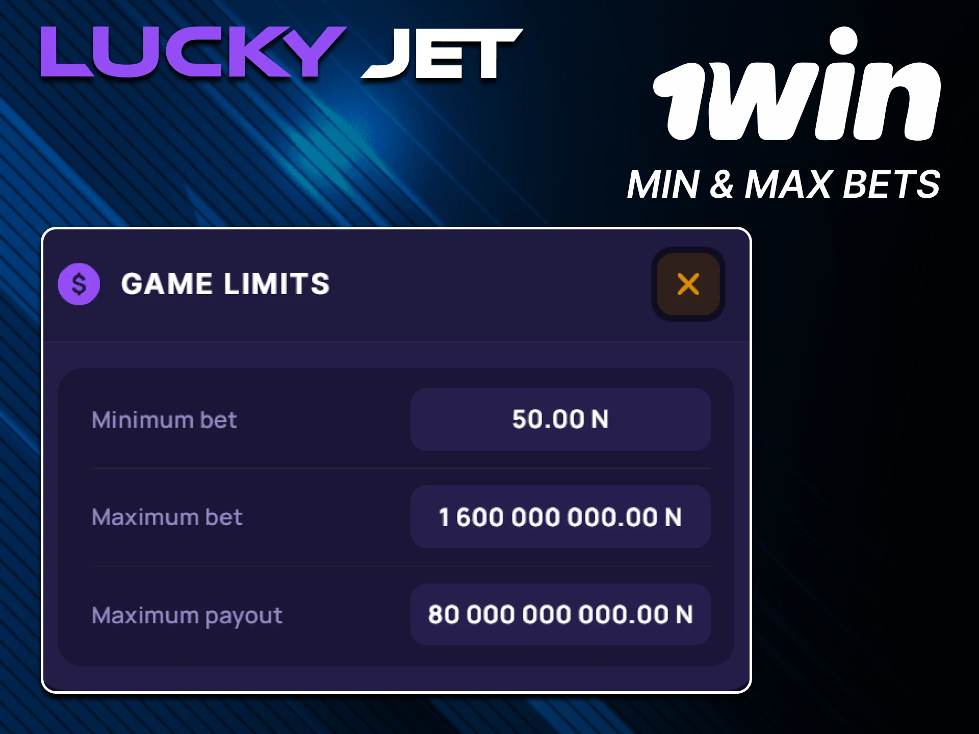 There are limits for betting in the Lucky Jet game from 1 win.