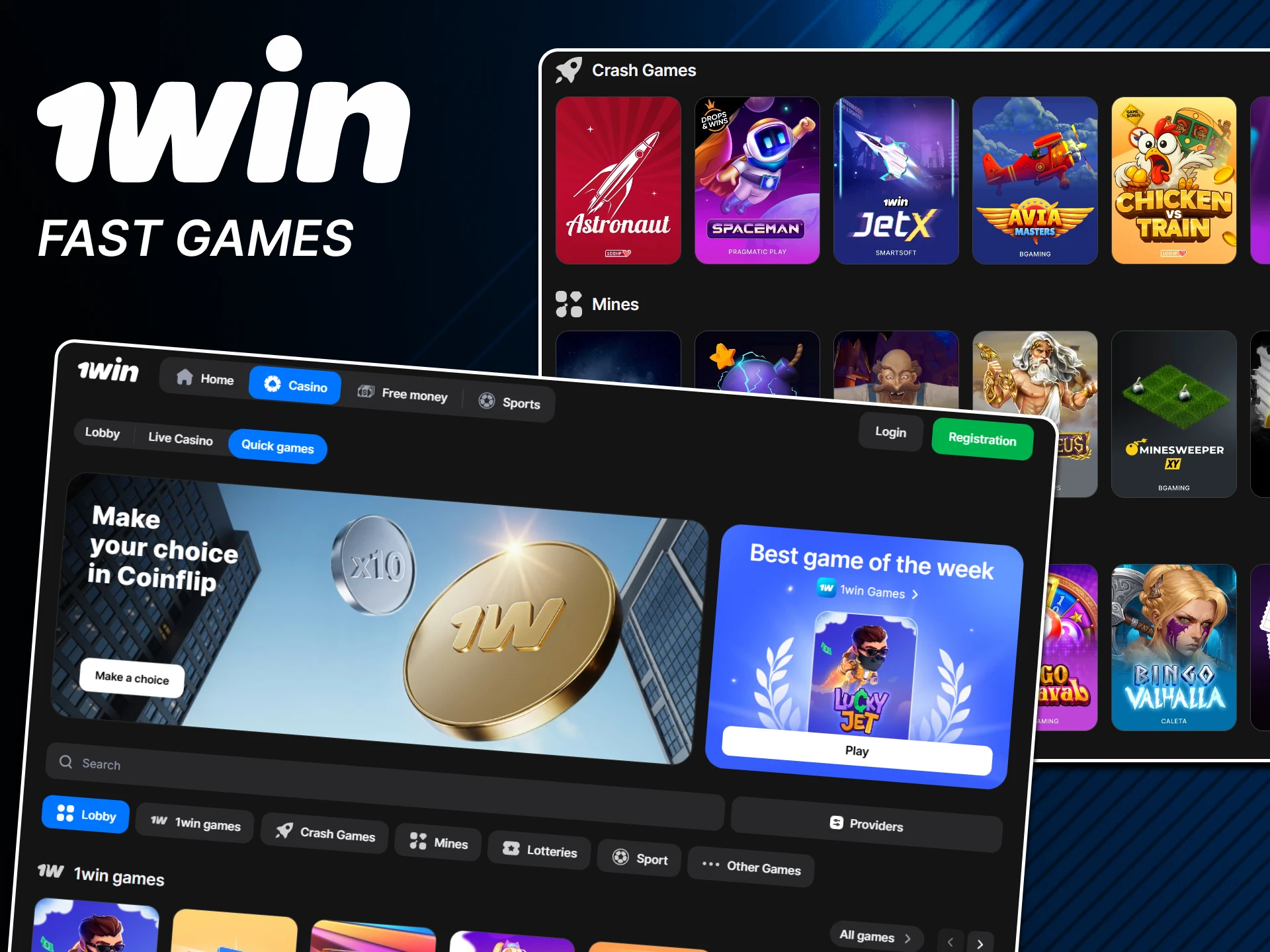 You will find a large selection of crash games on the 1win website.