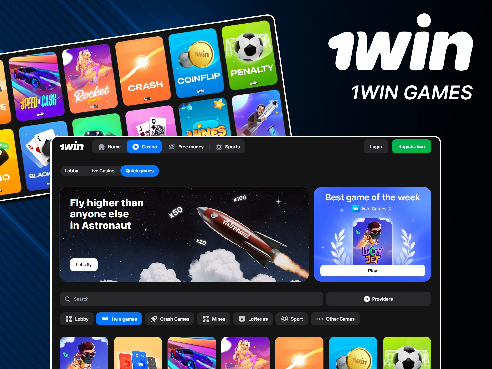 We recommend trying games from 1win.