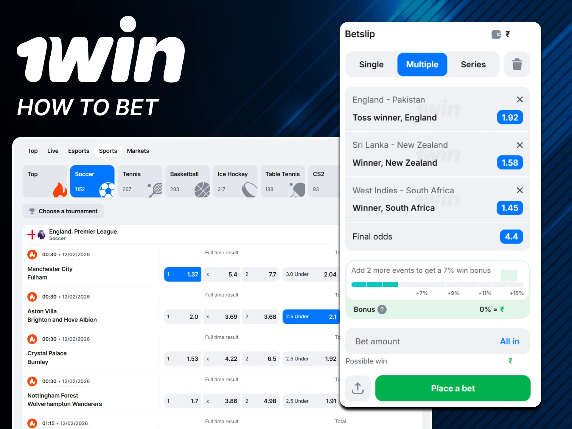 Follow the official 1win guide to start betting.