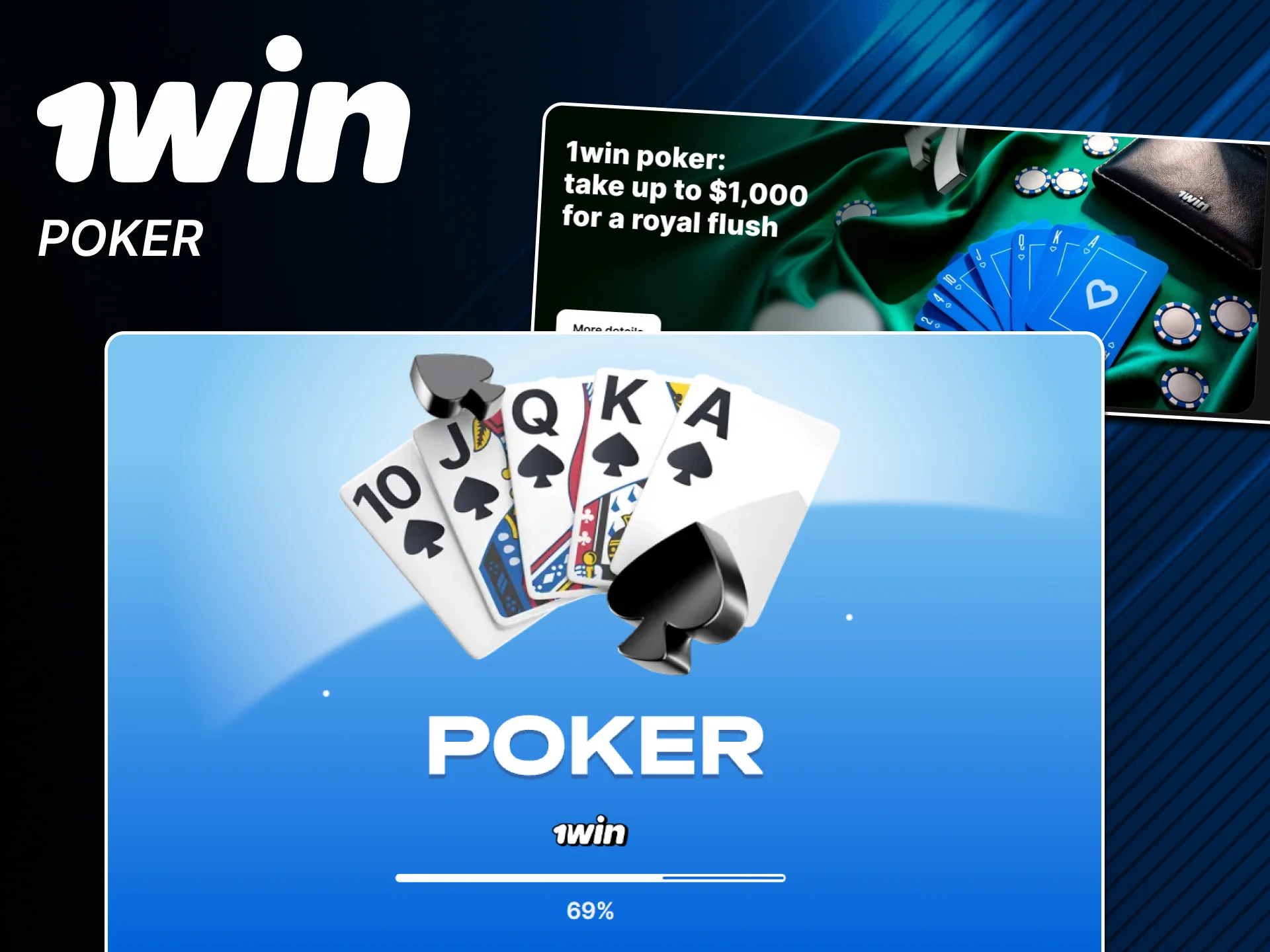 Join poker tables on the official 1win website.