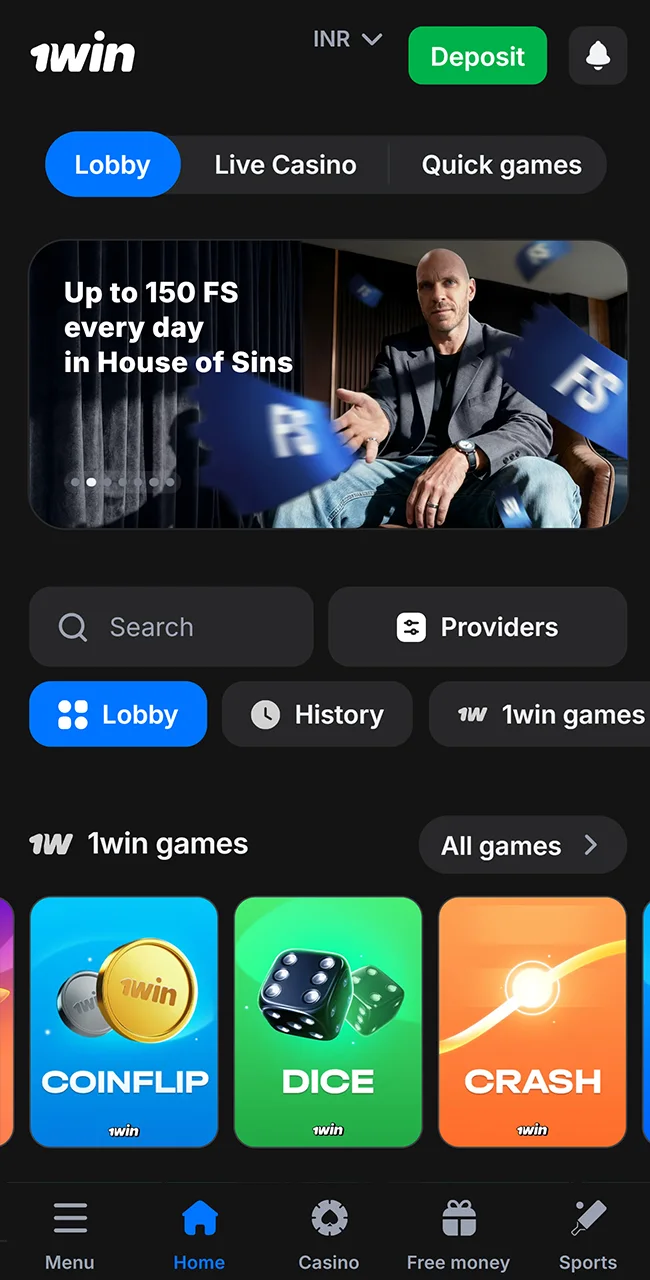 Play online casino games at official 1win.