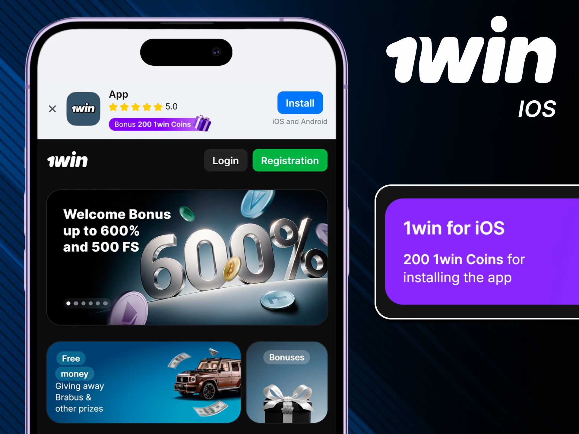Download the 1win app for iOS.