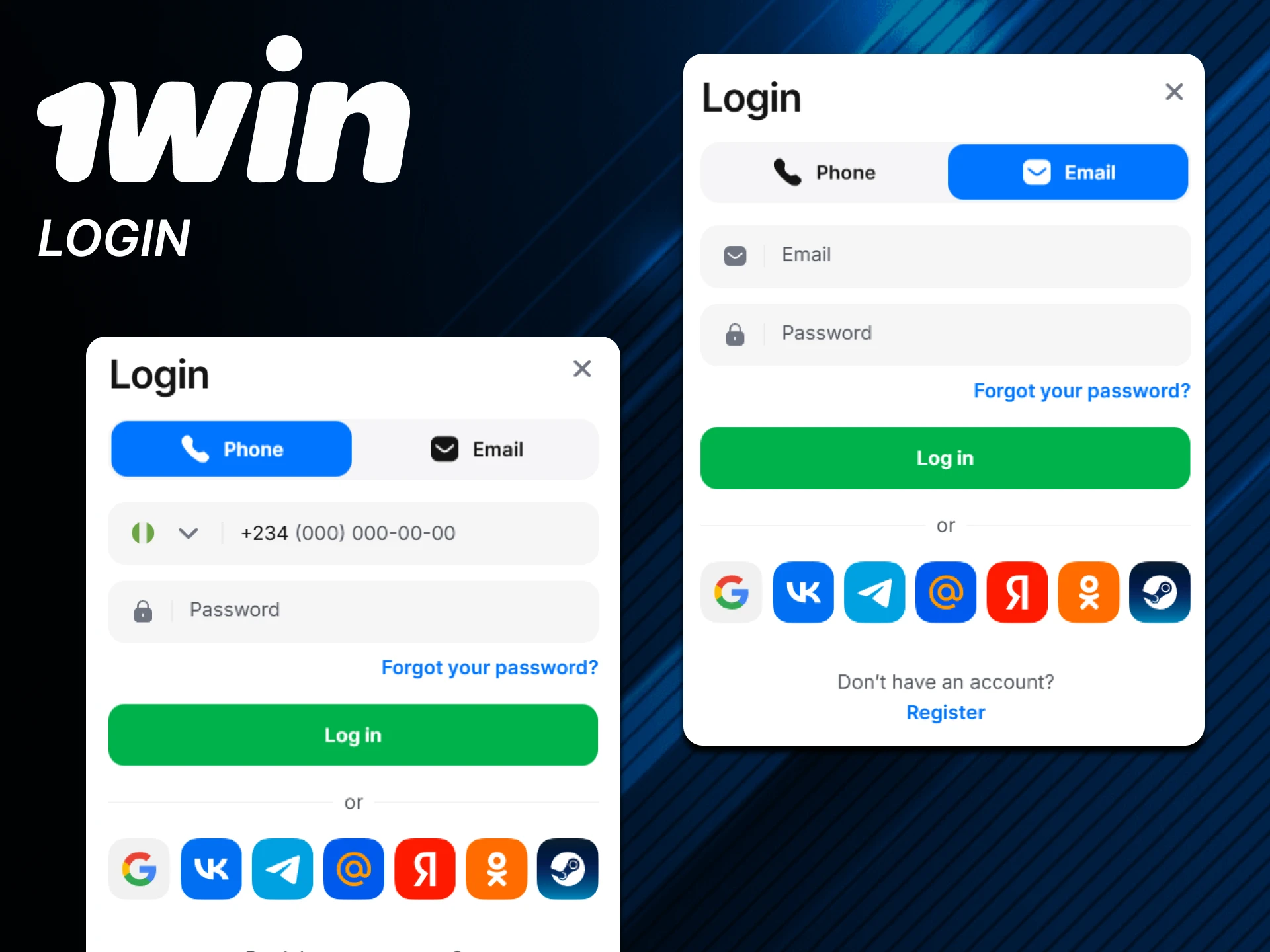 You can easily log into your personal 1win account.
