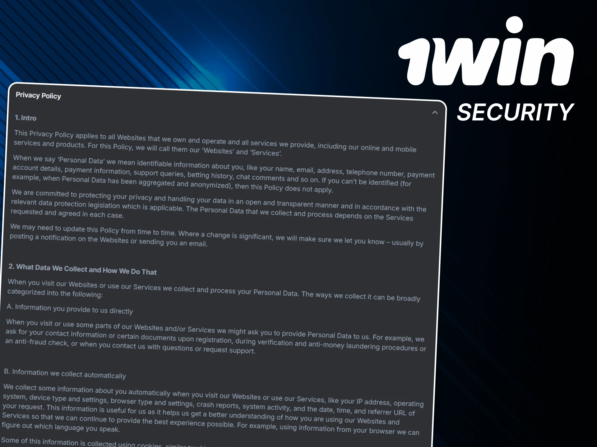 You can be sure of the security of the 1win website.