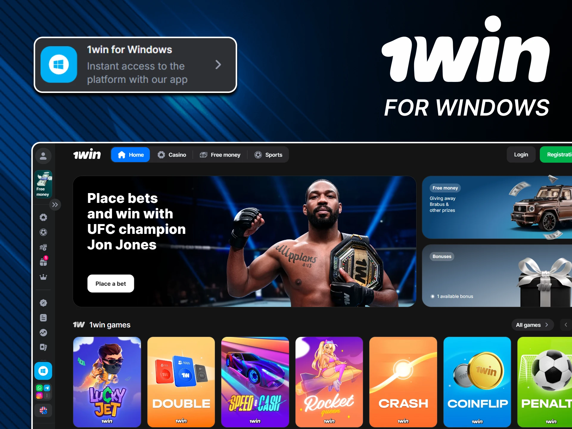 Use 1win on Windows.