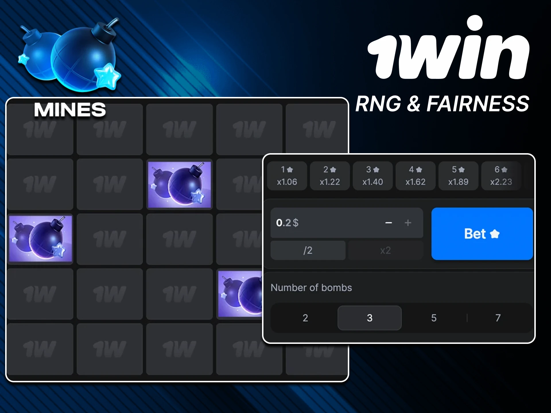 The game Mines from 1win is protected.