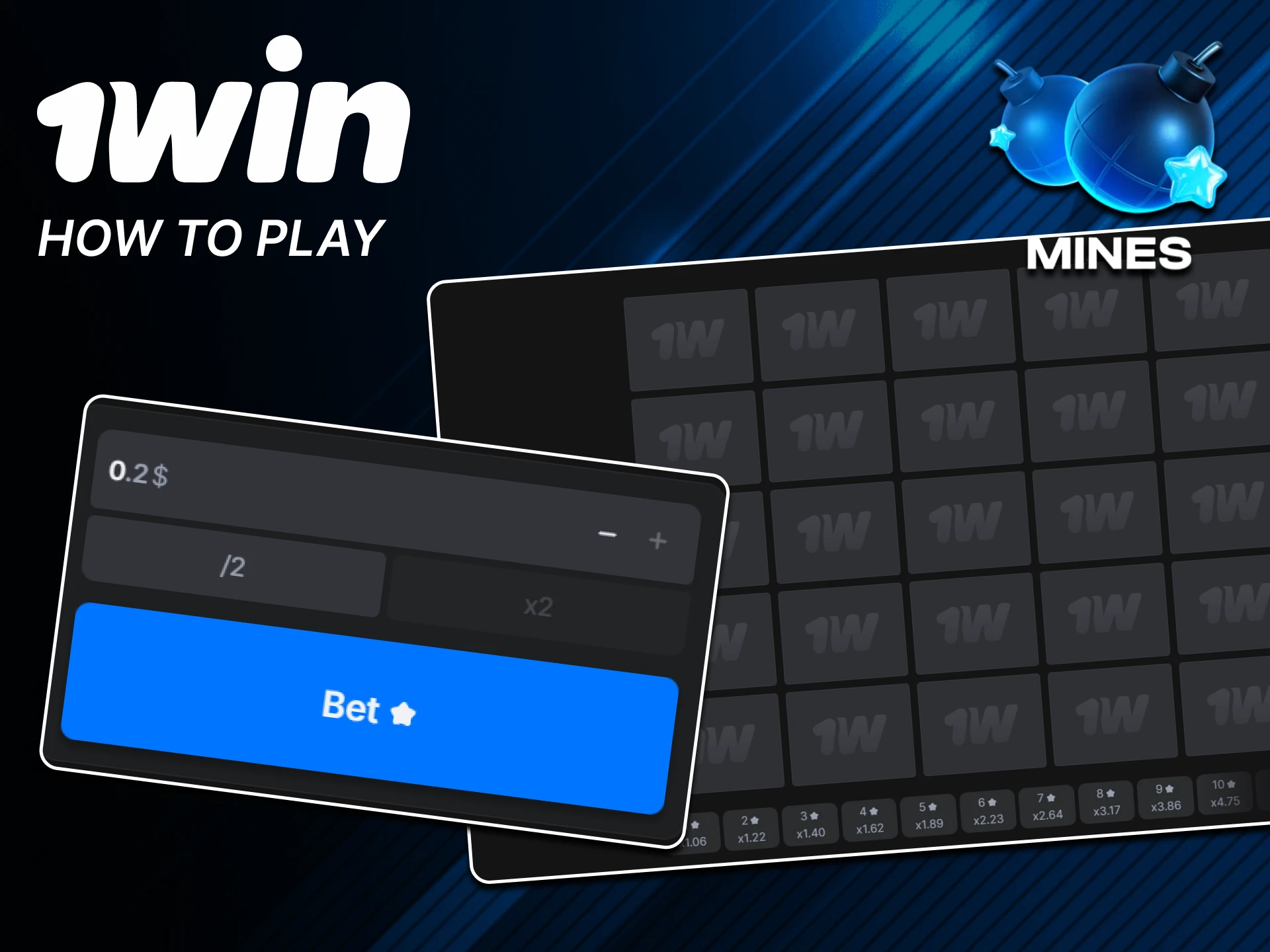 Go to the 1win quick games section to play Mines.