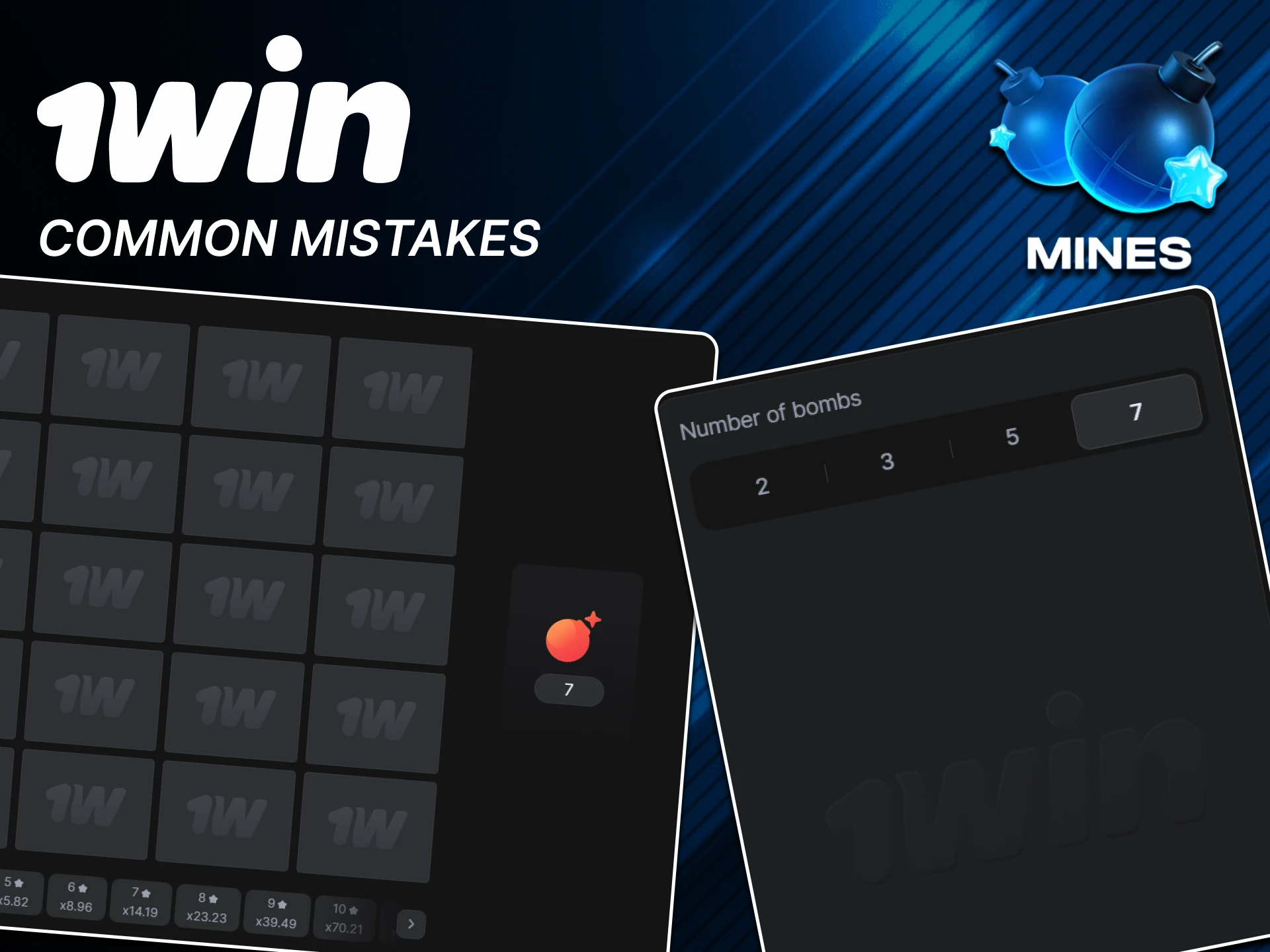 Don't make the same mistakes as newbies and learn their lists in the game Mines from 1win.