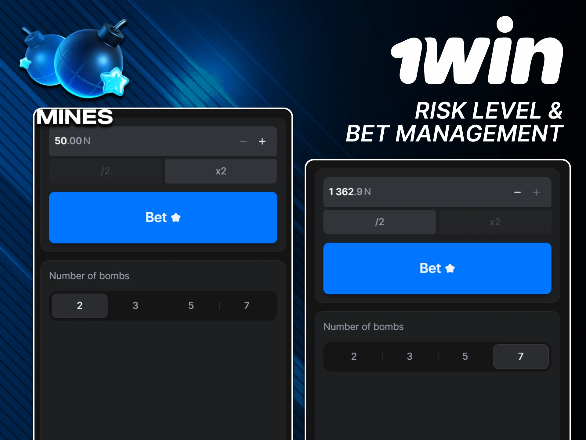 Manage risks in the game Mines from 1win.