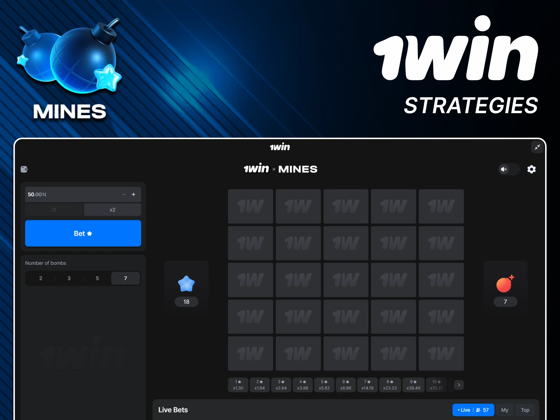 Choose the best strategy for winning in Mines from 1win.