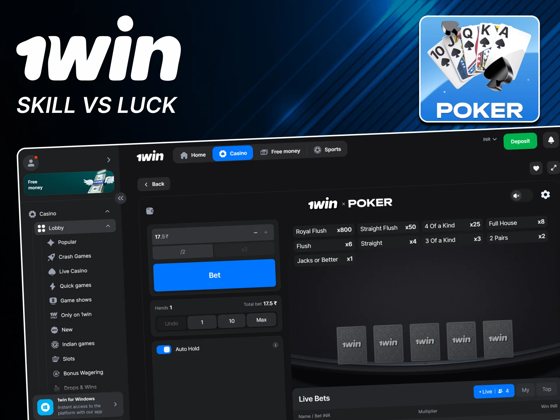 Master Poker skills on the official 1win platform.