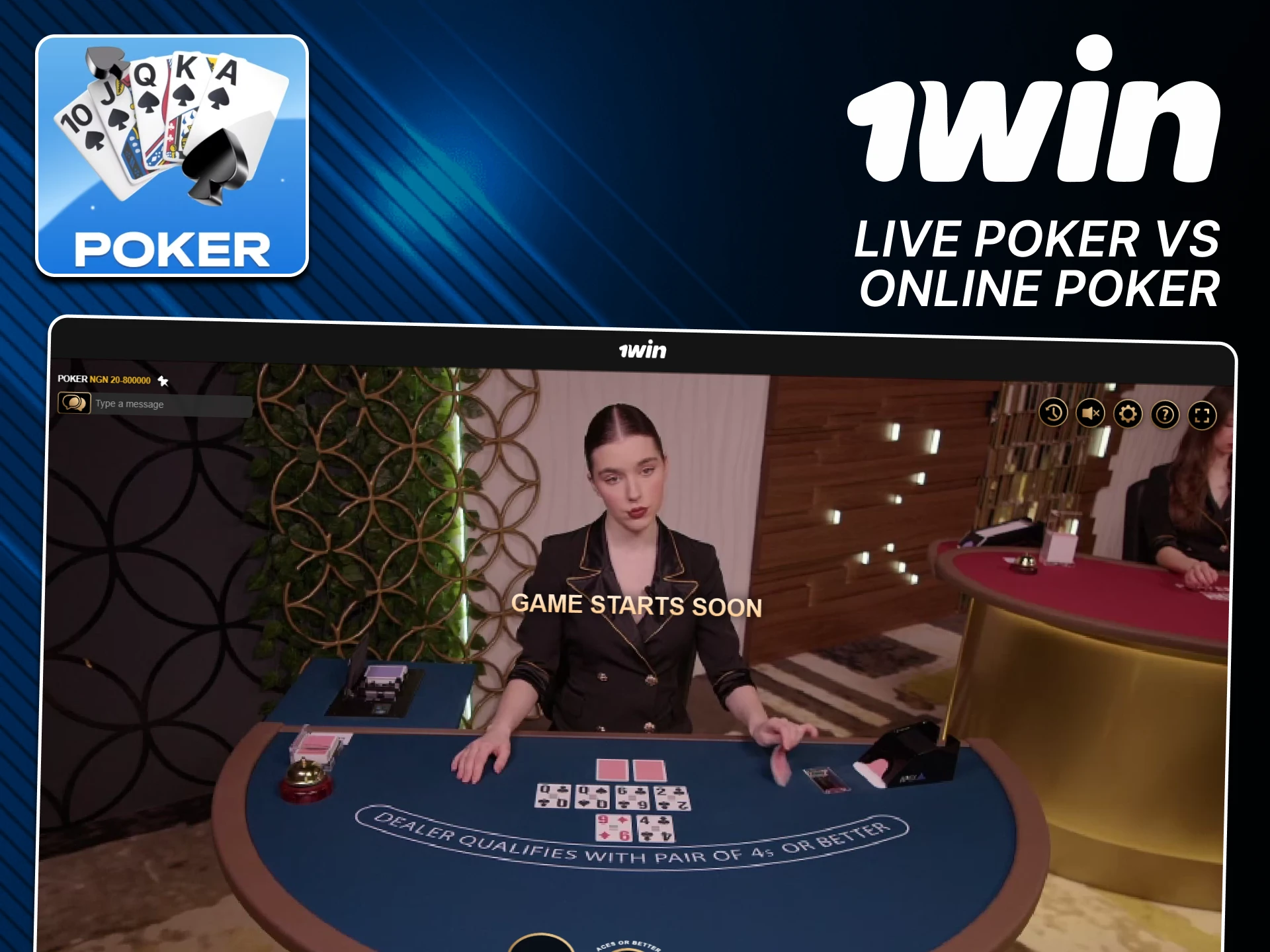 We'll tell you about the differences between live and online Poker at 1win.