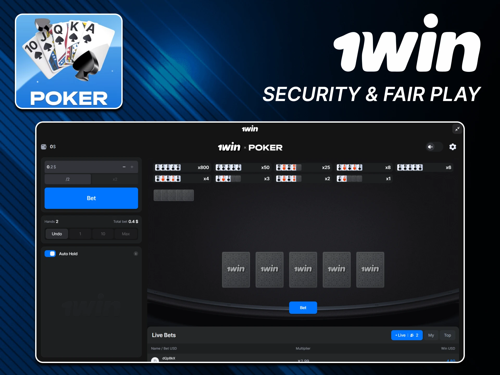 Don't worry about the safety of the Poker game at 1win.