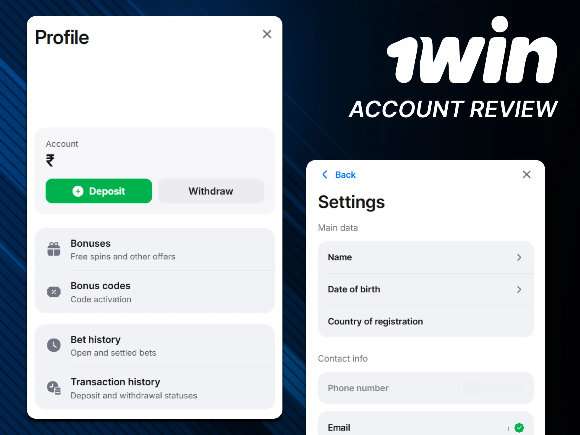 Explore your official 1win account dashboard here.