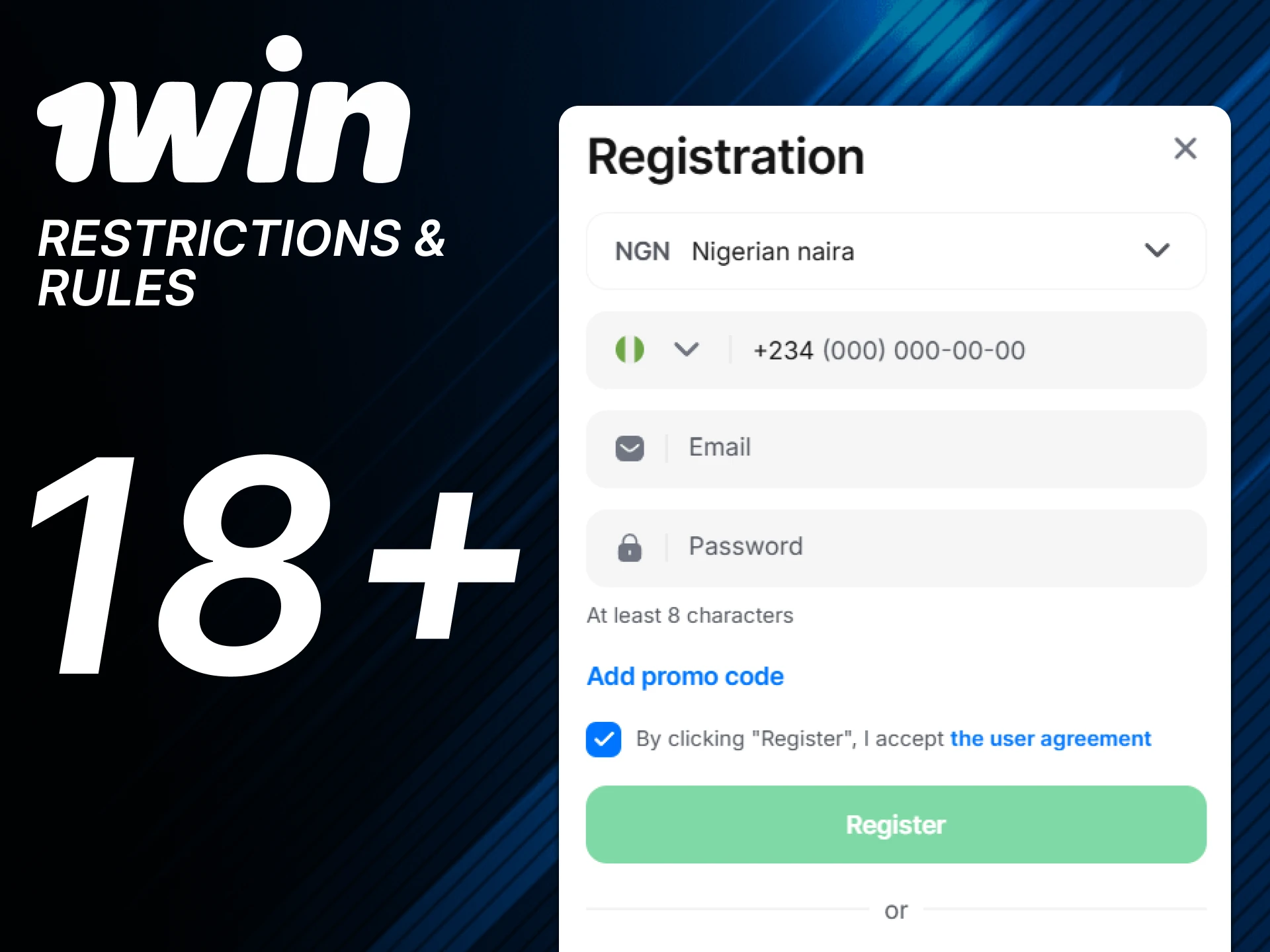 Learn the rules for registering on 1win.