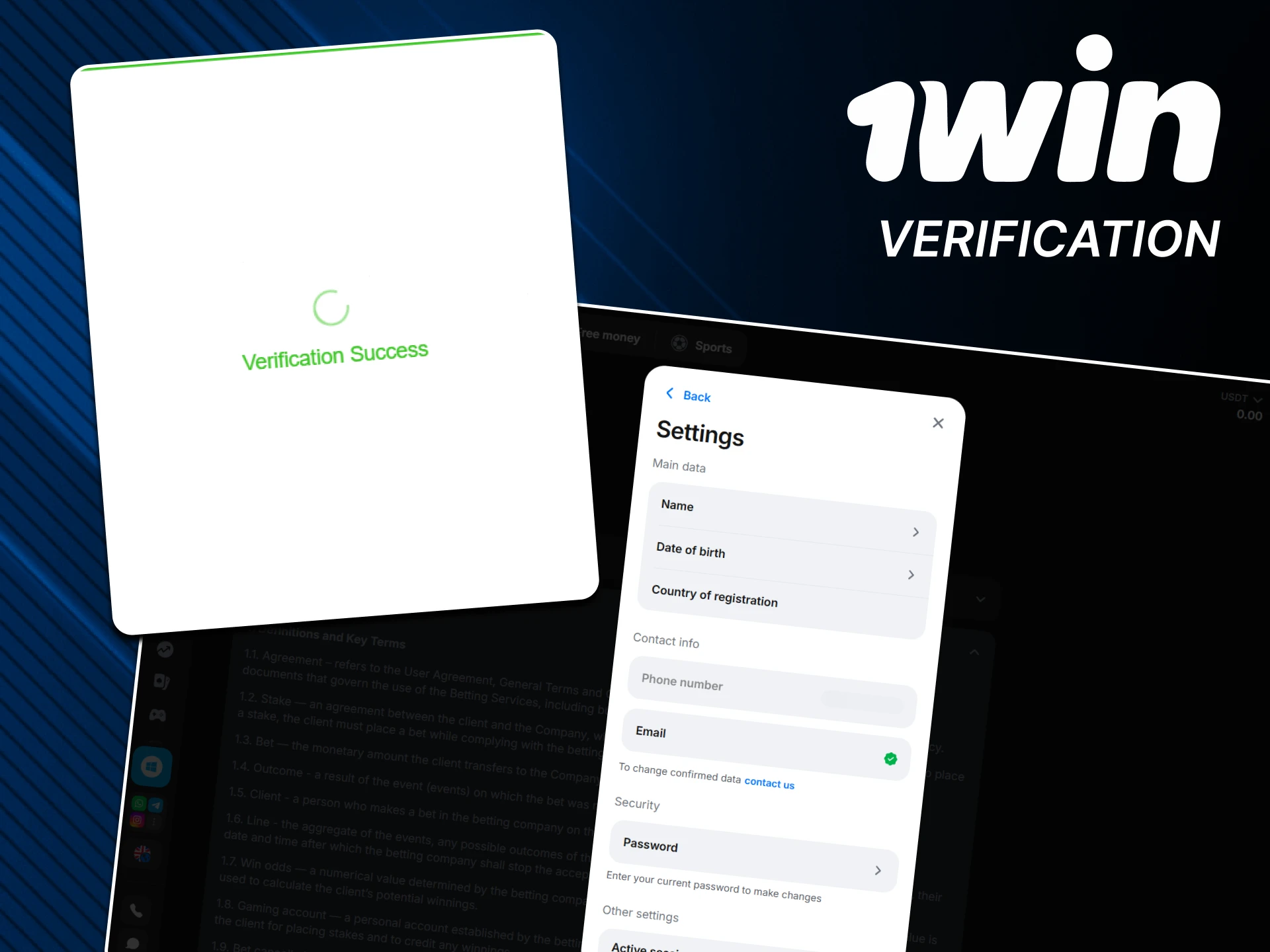 We recommend that you complete verification on 1win.
