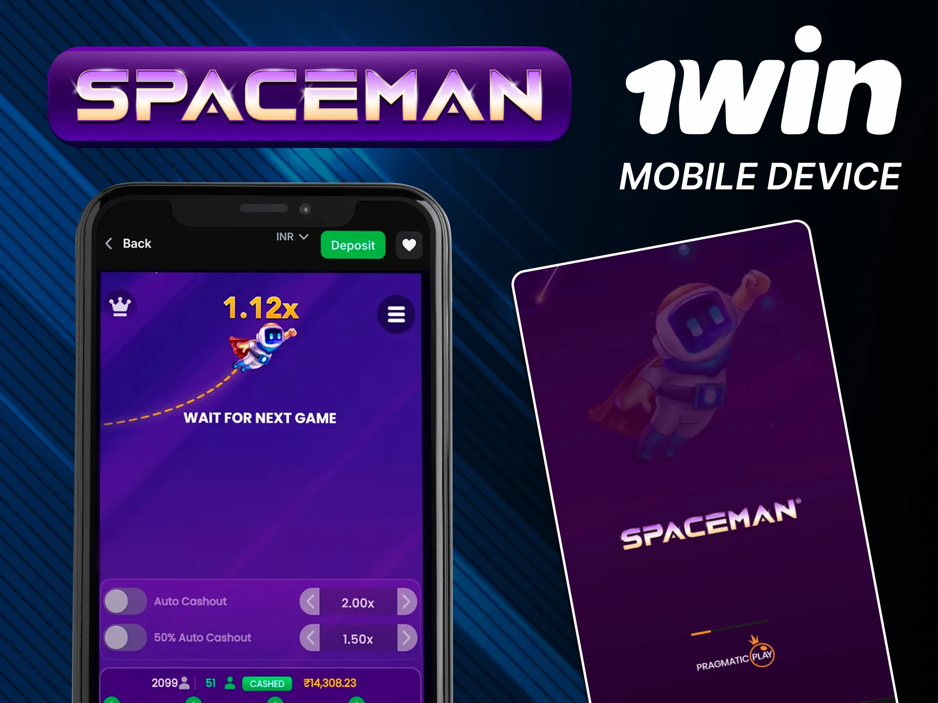 Use the official 1win app to play Spaceman.