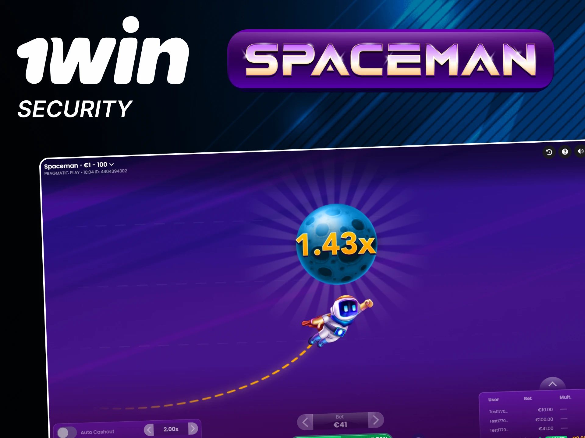 You can be sure of the safety of the Spaceman game from 1win.