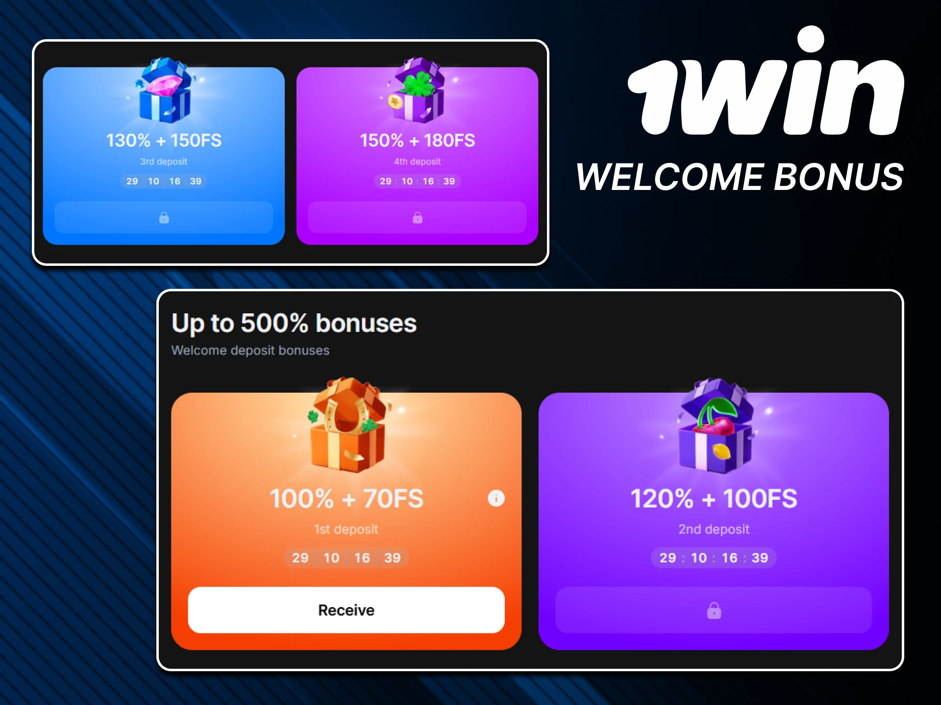 You will definitely receive a welcome bonus from 1win.
