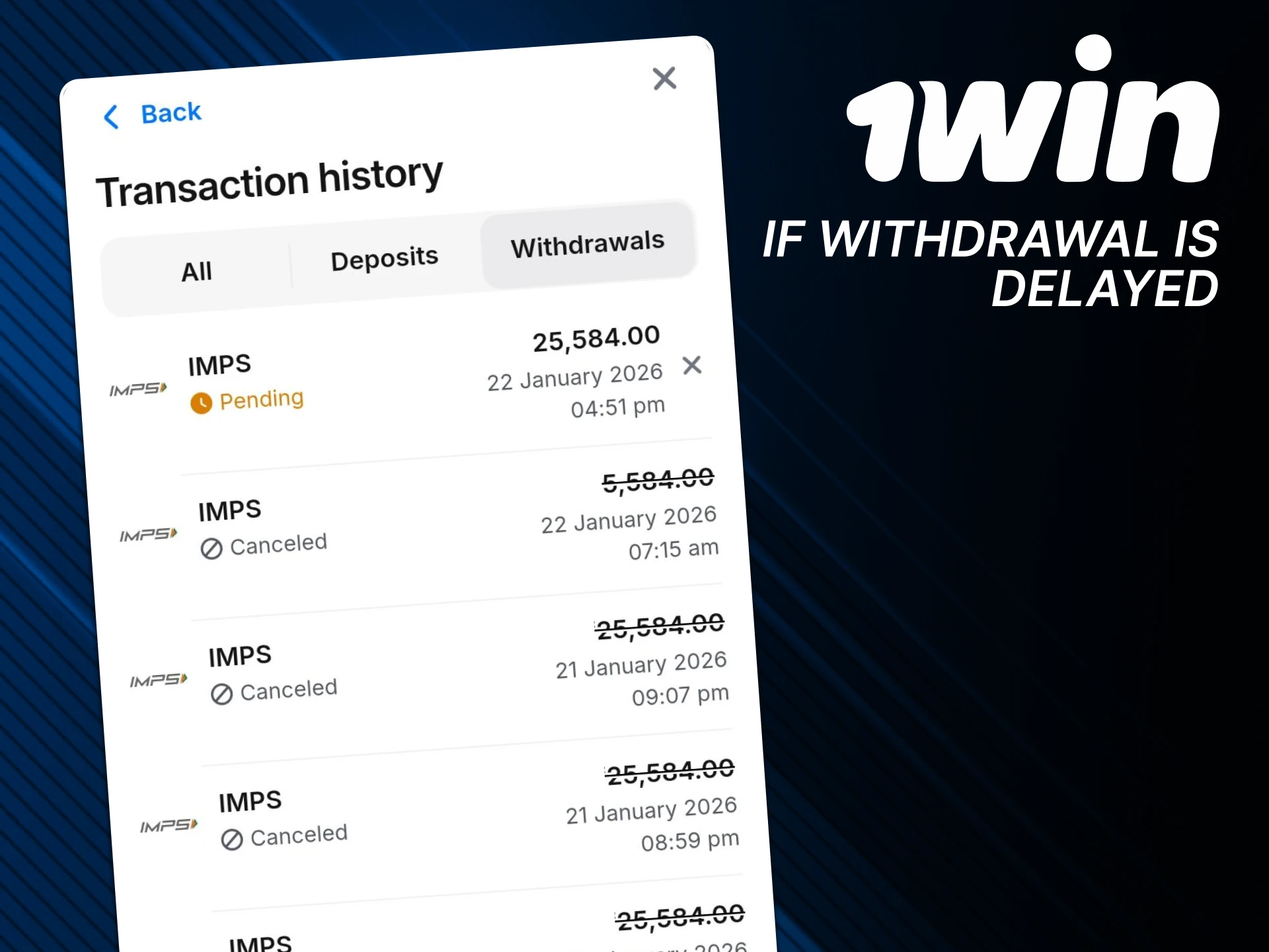 If several points do not withdraw funds to you on 1win.