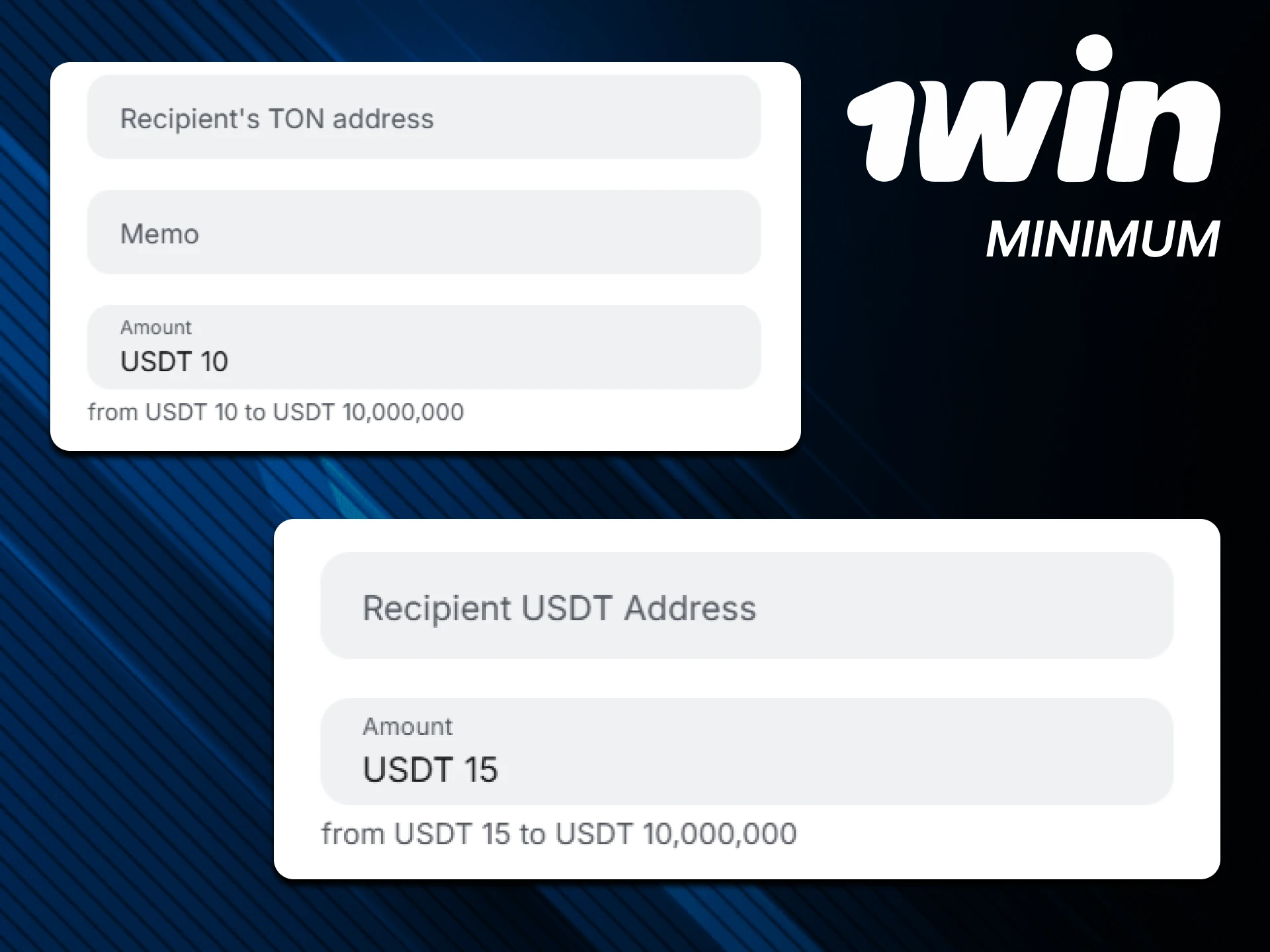 There is a minimum withdrawal amount for 1win.